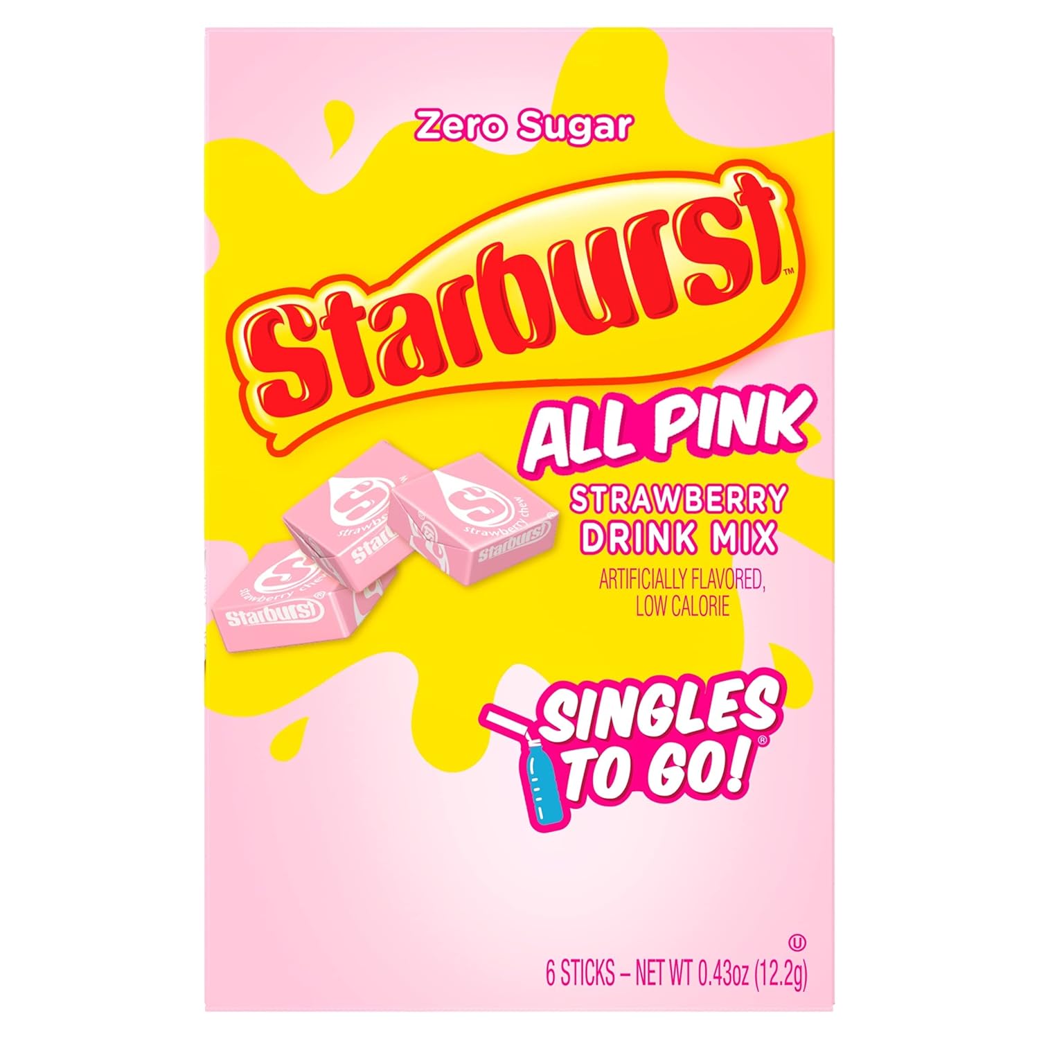 Starburst Singles To Go Powdered Drink Mix， All Pink Strawberry， 3 Boxes with 6 Packets Each - 18 Total Servings， Sugar-Free Drink Powder， Just Add Water， 6 count (Pack of 3) - Image 9